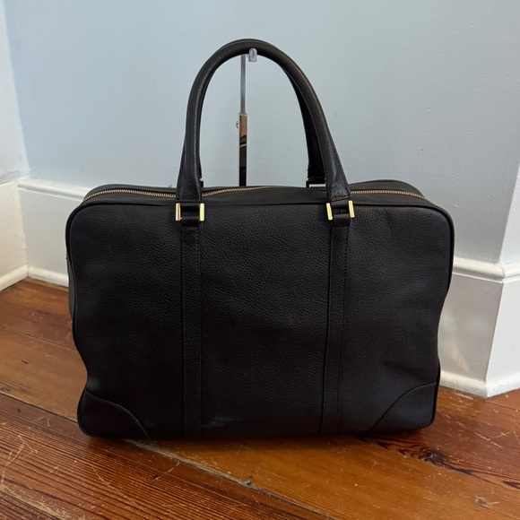 BROOKS BROTHERS  Vintage Brown Full Grain Thick Leather Briefcase Bag Gold Lock - Picture 2 of 16